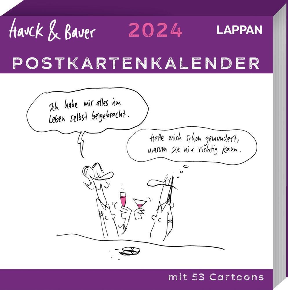 Cover: 9783830320692 | Hauck &amp; Bauer Postkartenkalender 2024: Cartoons zum Aufstellen und...