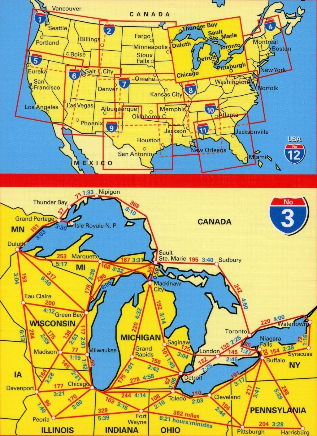Bild: 9783828307544 | Hallwag USA Road Guide 03. Great Lakes 1 : 1 000 000 | (Land-)Karte
