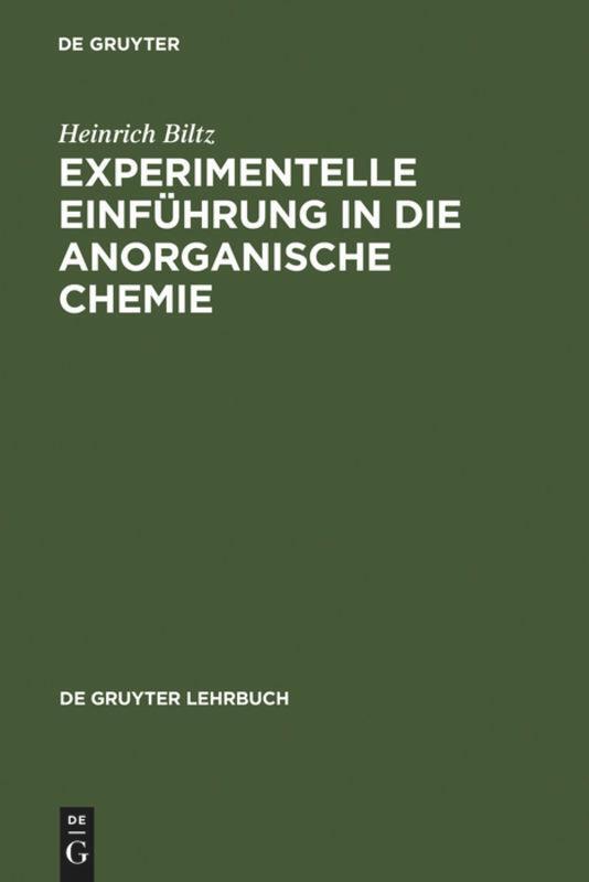Cover: 9783110106602 | Experimentelle Einführung in die Anorganische Chemie | Heinrich Biltz