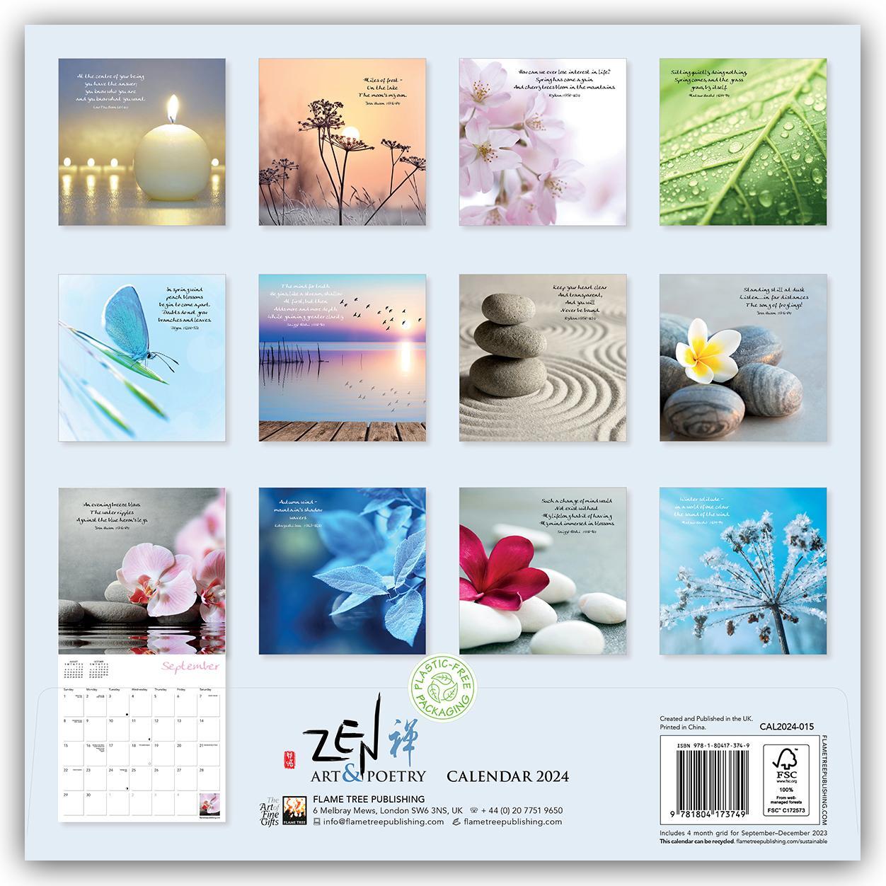 Rückseite: 9781804173749 | Zen Art &amp; Poetry Wall Calendar 2024 (Art Calendar) | Kalender | 14 S.