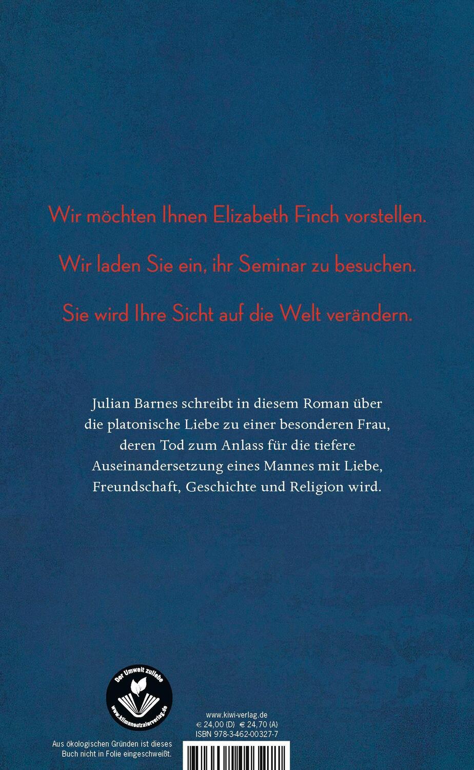Rückseite: 9783462003277 | Elizabeth Finch | Roman | Julian Barnes | Buch | 240 S. | Deutsch