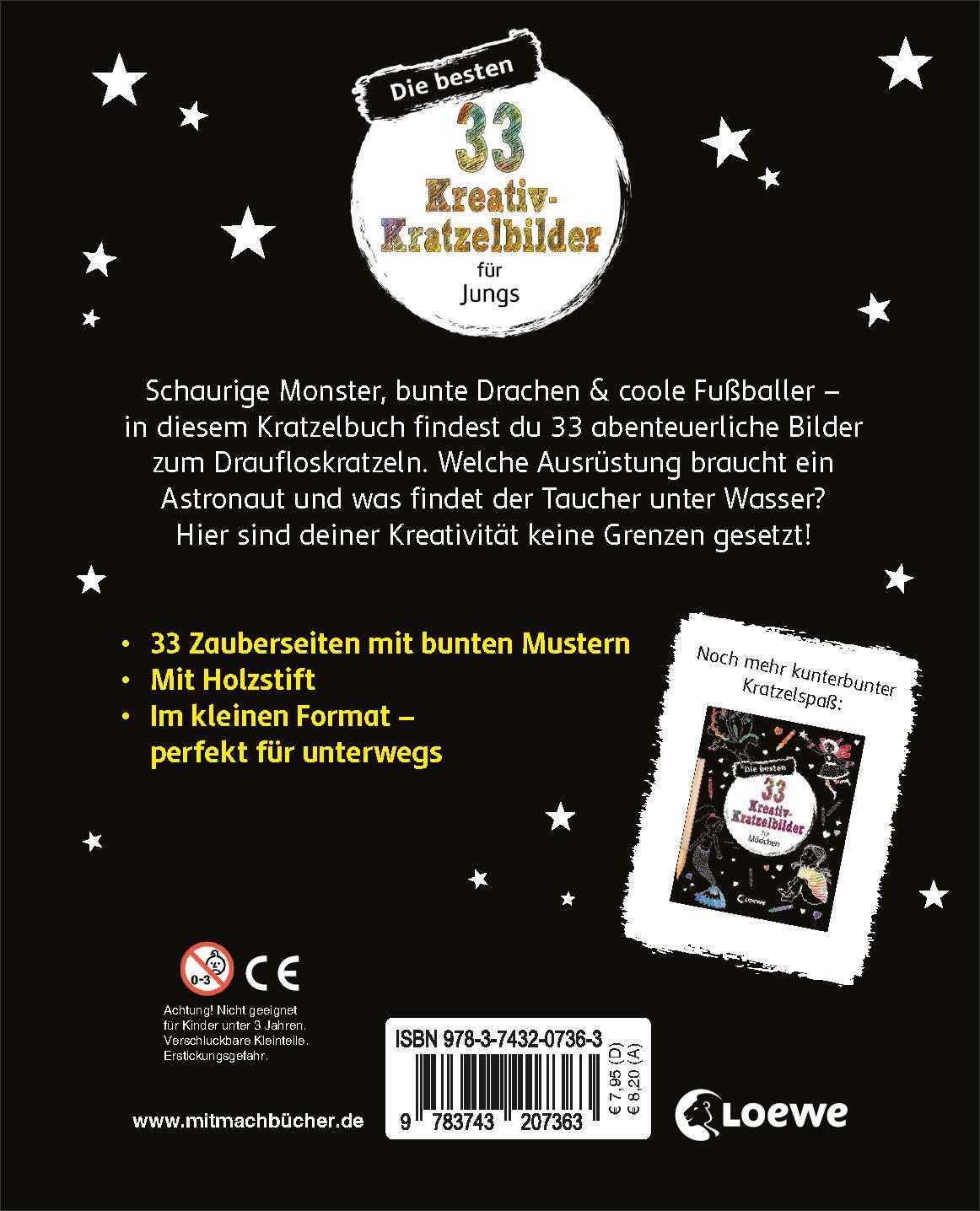Rückseite: 9783743207363 | Die besten 33 Kreativ-Kratzelbilder für Jungs | Taschenbuch | 70 S.