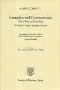 Cover: 9783428123629 | Staatsgefüge und Zusammenbruch des zweiten Reiches | Carl Schmitt