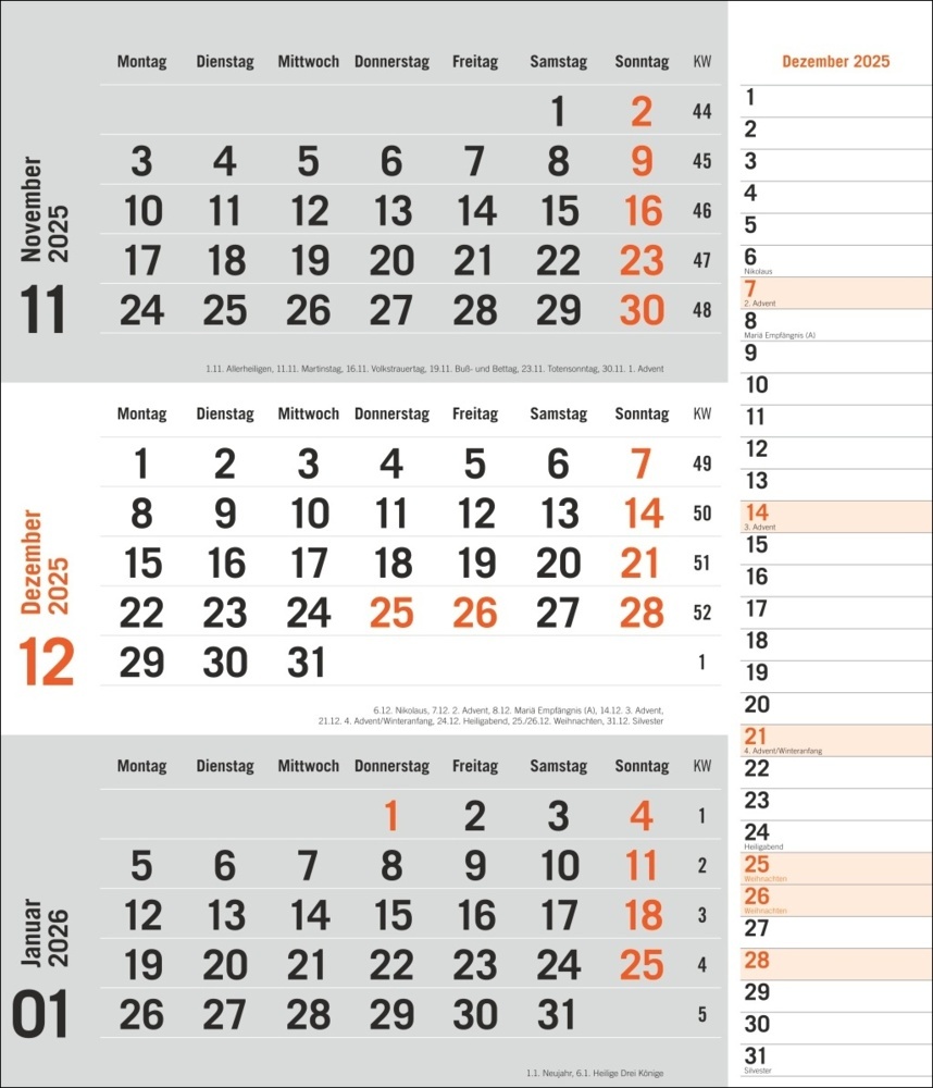 Bild: 9783756406807 | 3-Monatsplaner, orange 2025 | Kalender | Spiralbindung | 12 S. | 2025