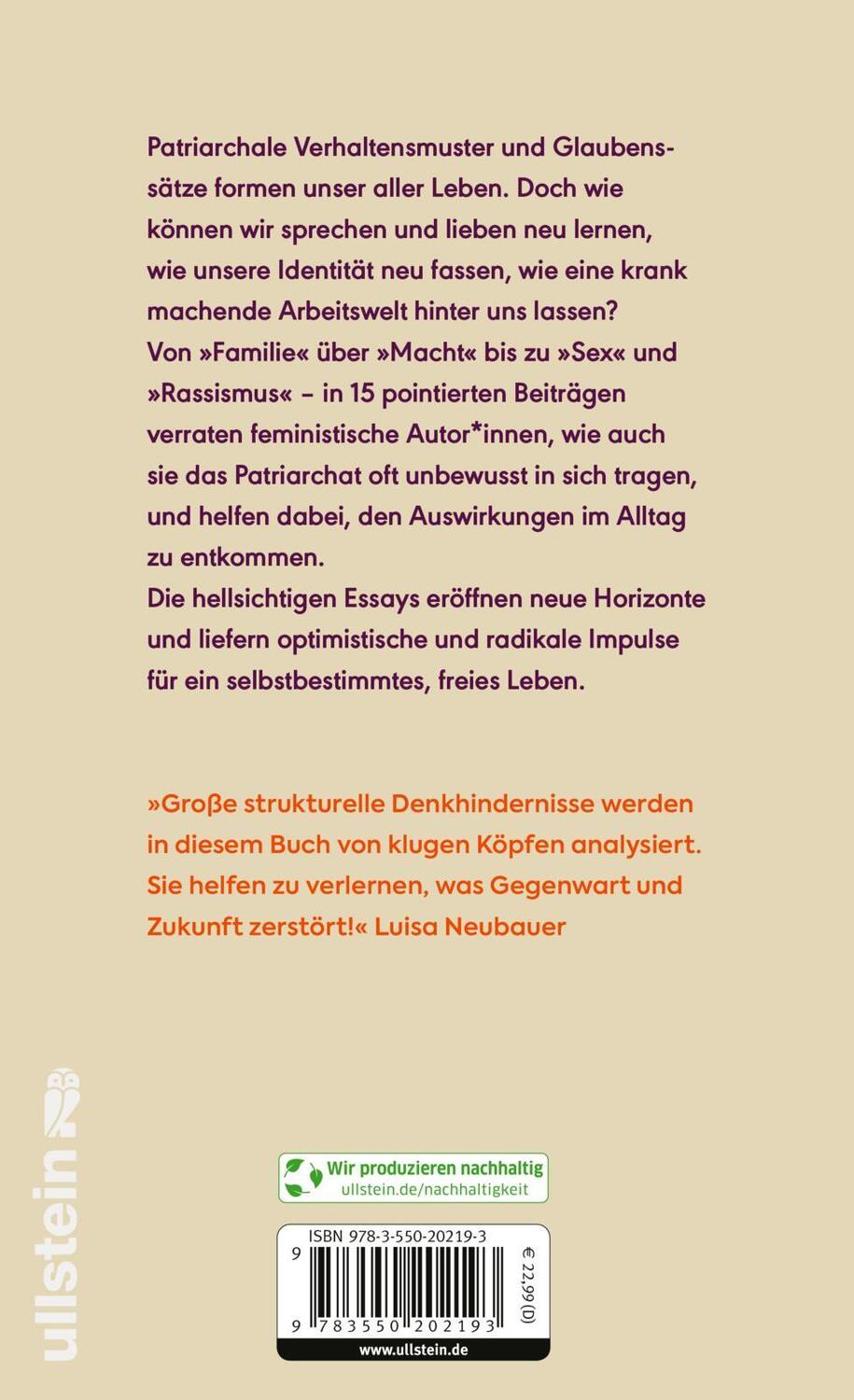 Rückseite: 9783550202193 | Unlearn Patriarchy | Lisa Jaspers (u. a.) | Buch | 320 S. | Deutsch