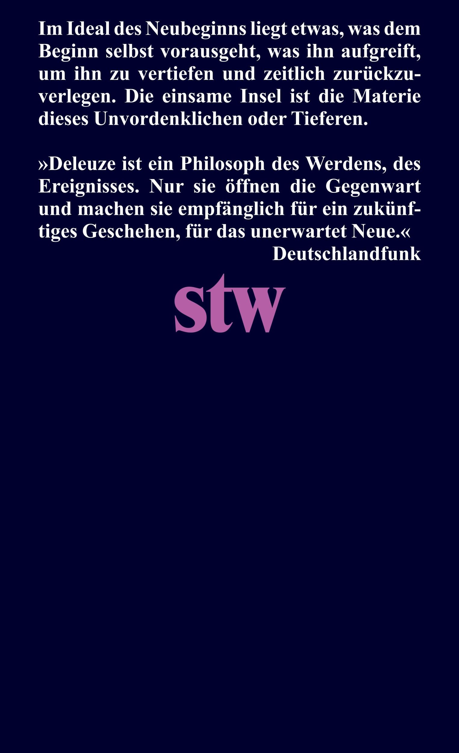 Rückseite: 9783518300602 | Die einsame Insel | Texte und Gespräche 1953-1974 | Gilles Deleuze