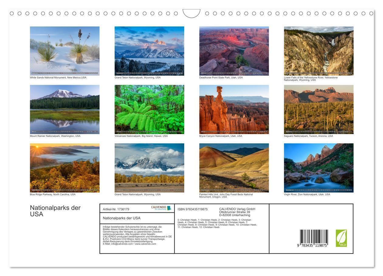 Bild: 9783435119875 | Nationalparks der USA (Wandkalender 2025 DIN A3 quer), CALVENDO...