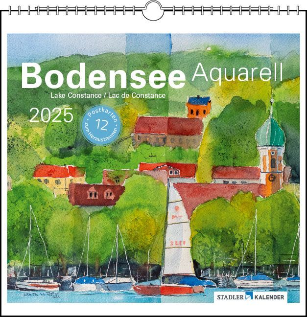 Cover: 9783861924128 | Bodensee Aquarell 2025 | Postkarten-Tischkalender | Erwin W Friese