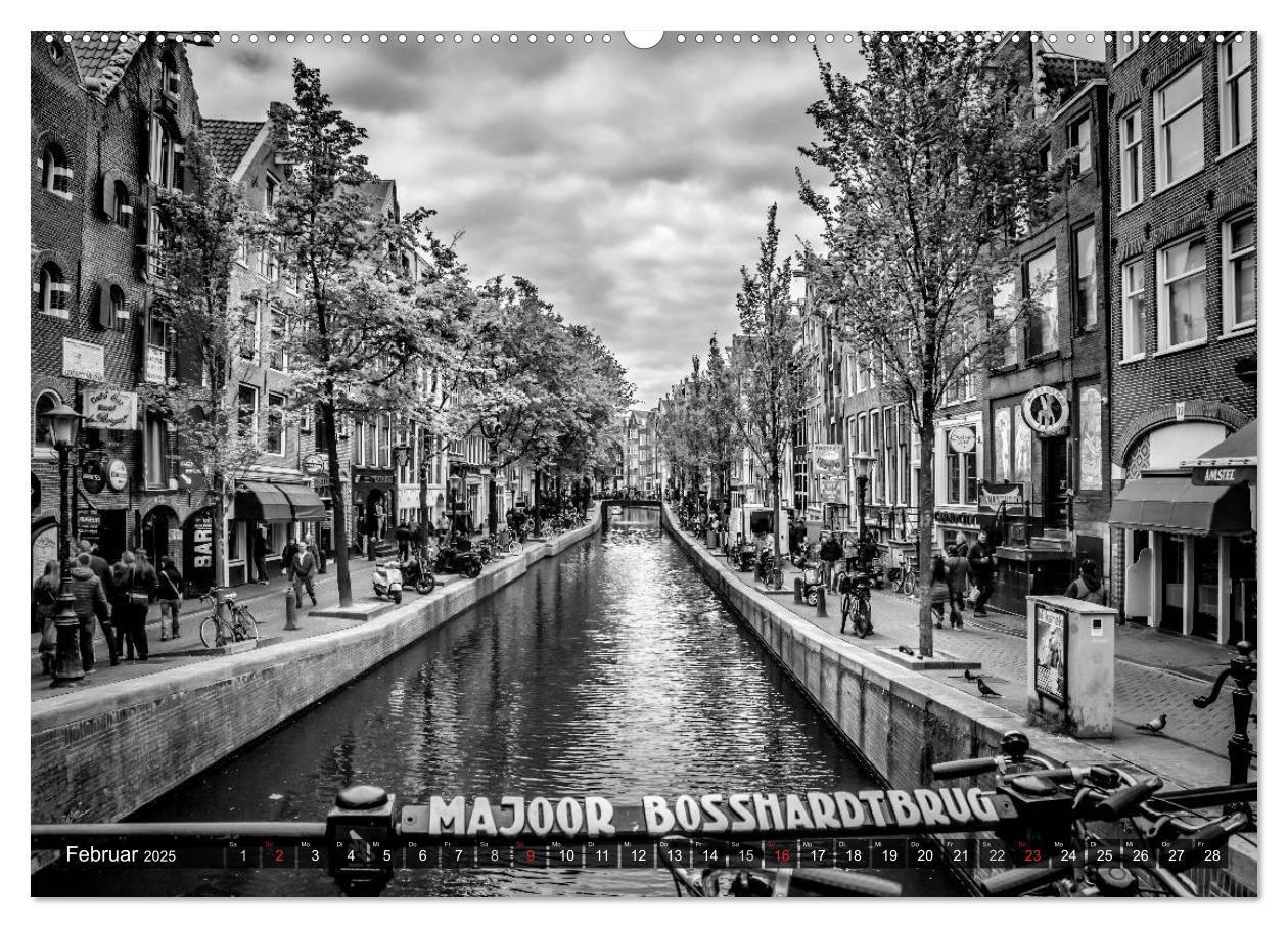 Bild: 9783435582198 | AMSTERDAM Stadtherz in Monochrom (Wandkalender 2025 DIN A2 quer),...