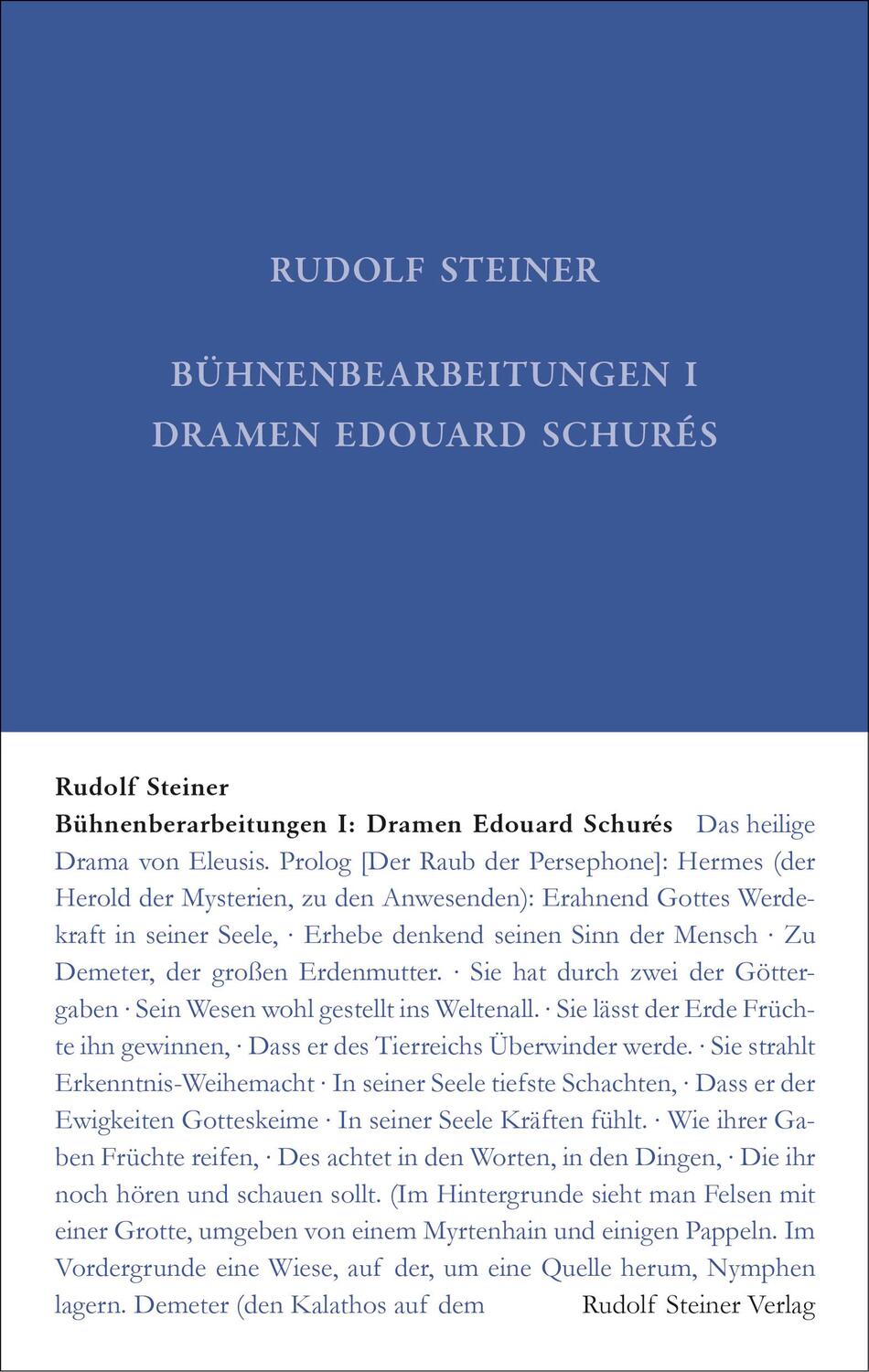 Cover: 9783727404207 | Bühnenbearbeitungen I | Dramen Edouard Schurés | Rudolf Steiner | Buch