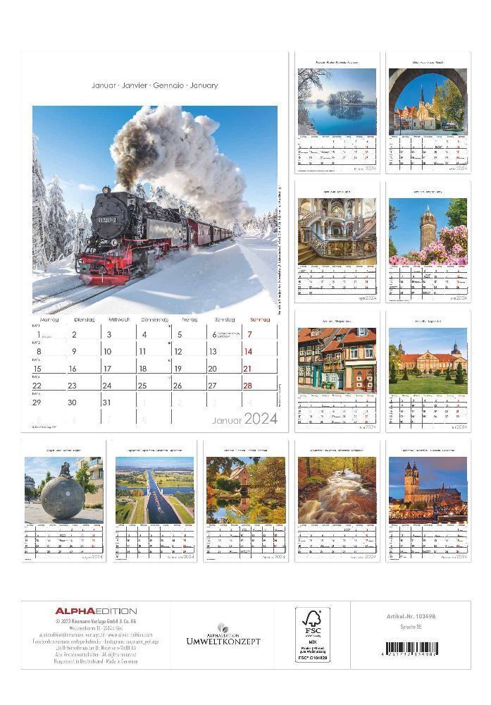 Bild: 4251732334987 | Sachsen-Anhalt 2024 - Bild-Kalender 23,7x34 cm - Regional-Kalender...