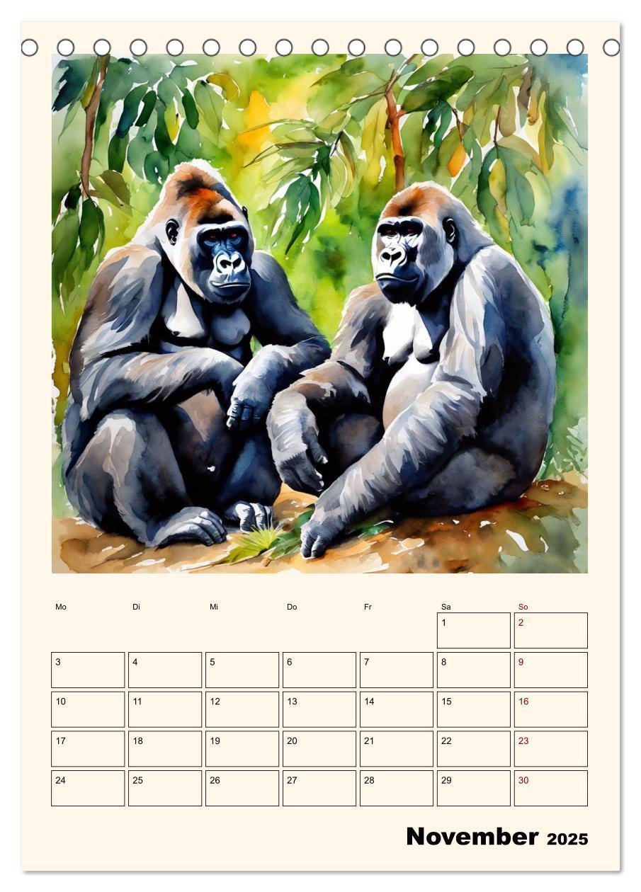 Bild: 9783383820274 | Schimpansen &amp; Gorillas (Tischkalender 2025 DIN A5 hoch), CALVENDO...