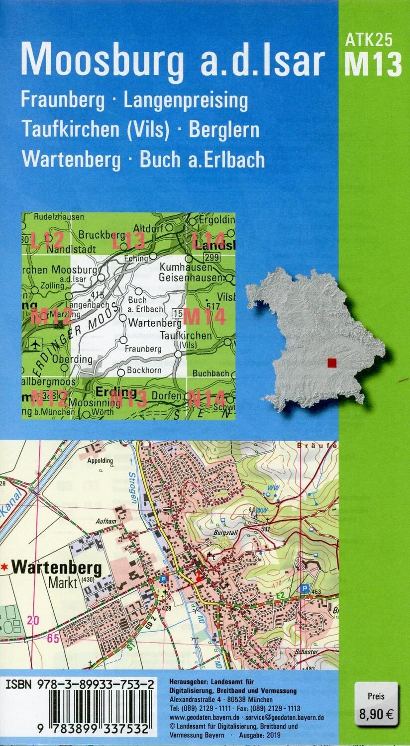 Bild: 9783899337532 | Moosburg an der Isar 1 : 25 000 | mit Wander - Radwegenetz | Deutsch
