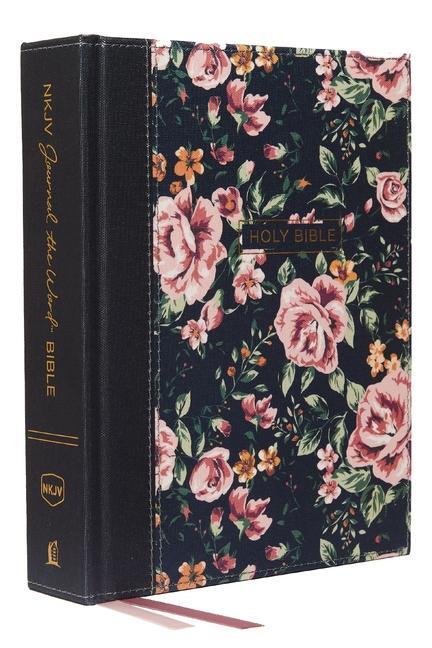 Cover: 9780785218425 | NKJV, Journal the Word Bible, Cloth Over Board, Gray Floral, Red...