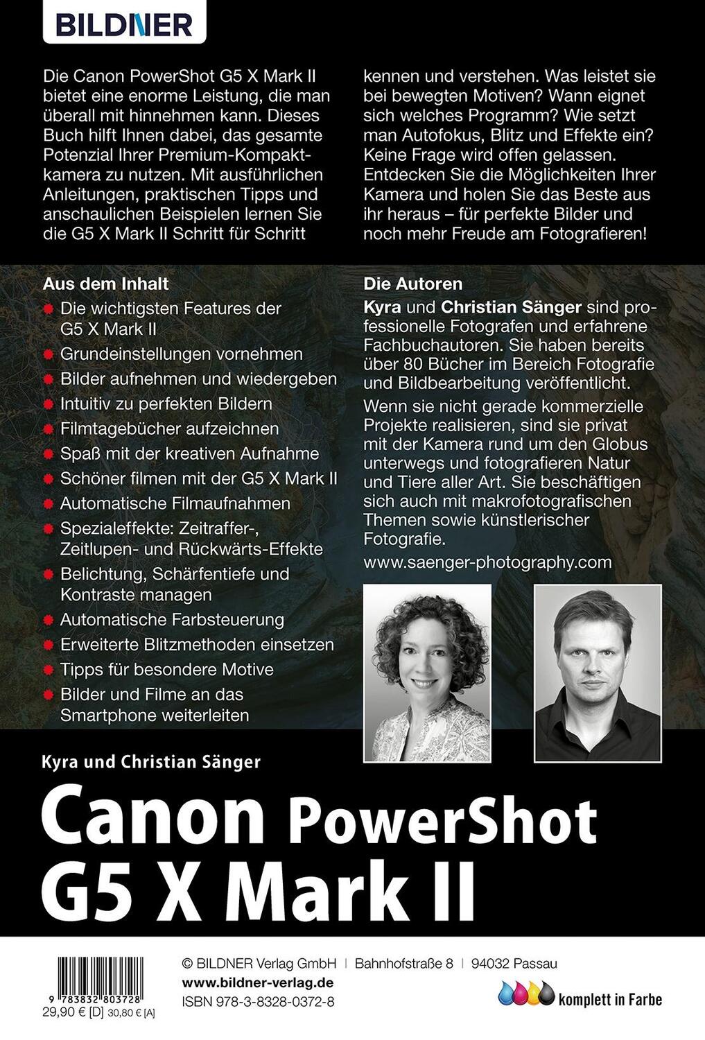 Rückseite: 9783832803728 | Canon PowerShot G5 X Mark II | Kyra Sänger (u. a.) | Buch | 288 S.