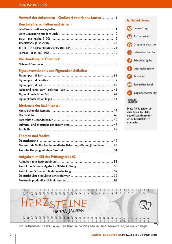 Bild: 9783963230479 | Herzsteine - Hanna Jansen - Schülerarbeitsheft - Realschule | 60 S.