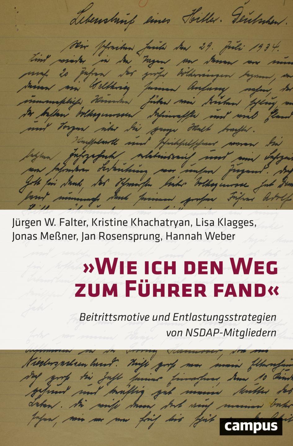 Cover: 9783593514925 | »Wie ich den Weg zum Führer fand« | Jürgen W. Falter (u. a.) | Buch