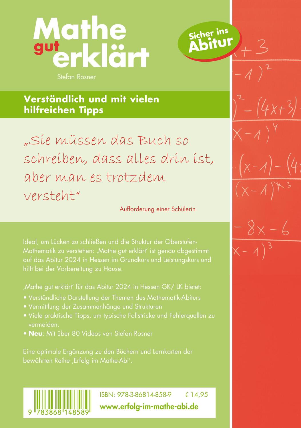 Rückseite: 9783868148589 | Mathe gut erklärt 2024 Hessen Grundkurs und Leistungskurs | Rosner
