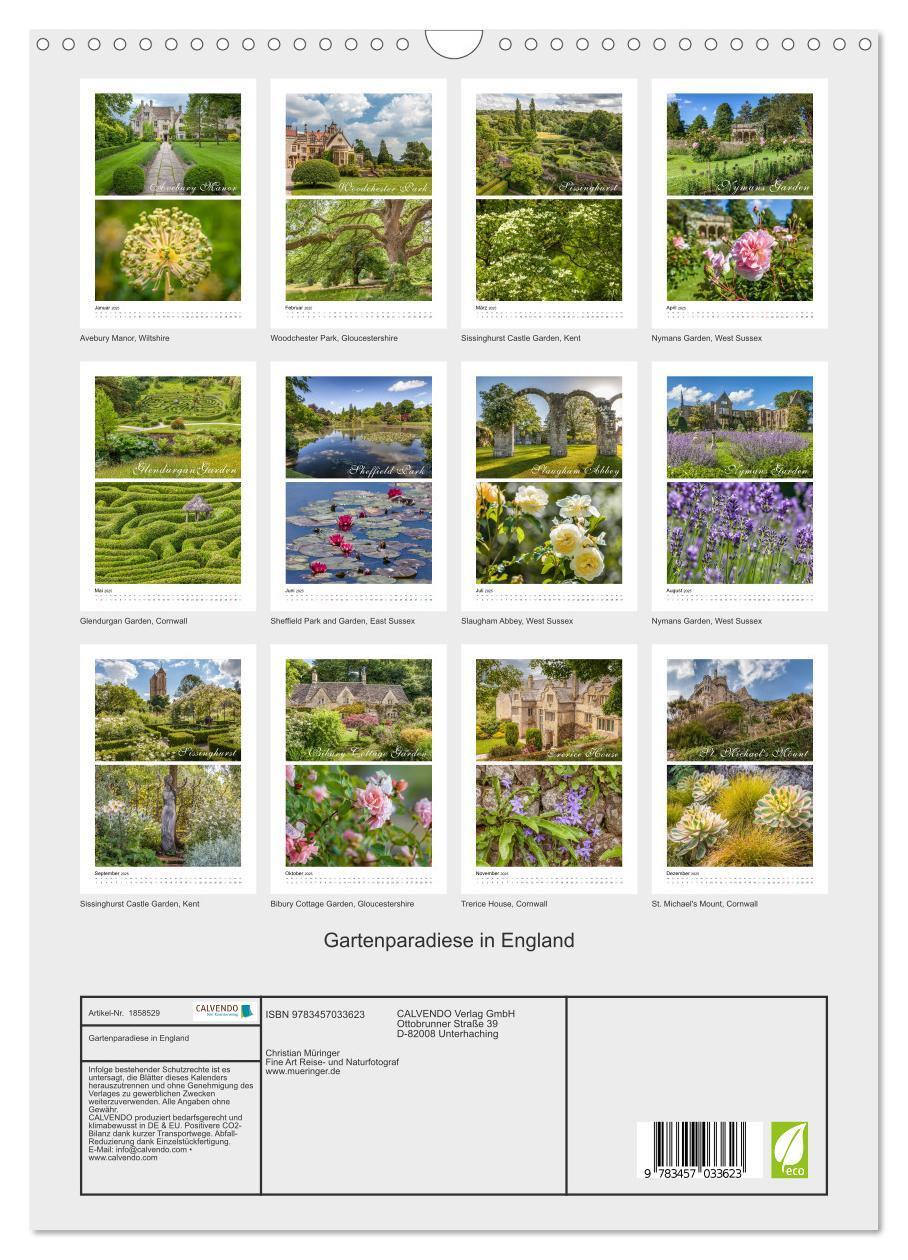 Bild: 9783457033623 | Gartenparadiese in England (Wandkalender 2025 DIN A3 hoch),...