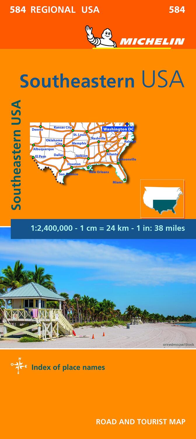 Cover: 9782067184664 | Southeastern USA - Michelin Regional Map 584 | Map | Michelin | 2013