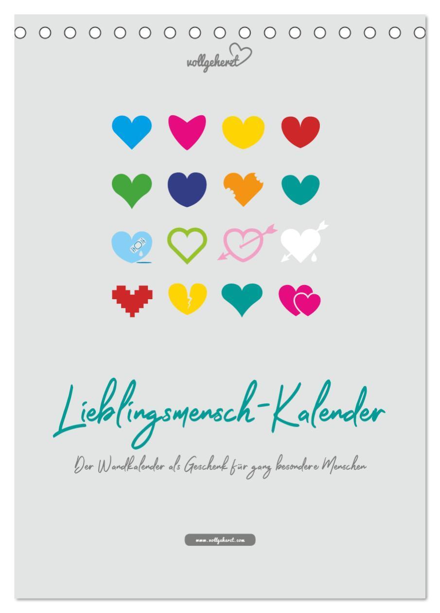 Cover: 9783675888913 | vollgeherzt: Lieblingsmensch-Kalender - Der Wandkalender als...
