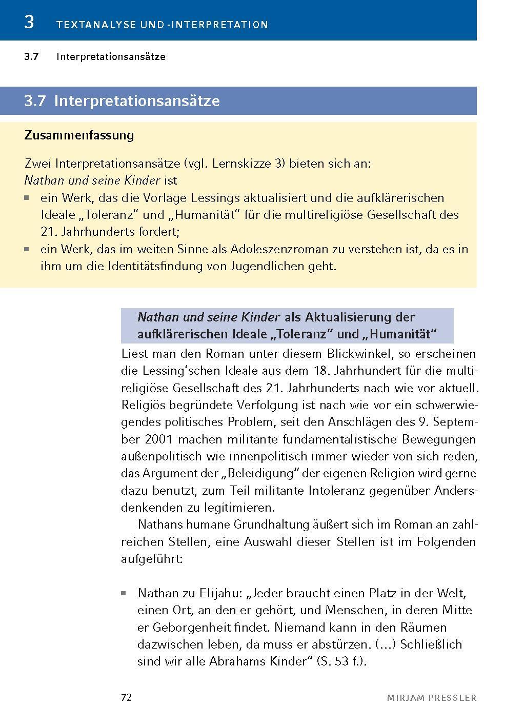 Bild: 9783804431508 | Nathan und seine Kinder - Textanalyse und Interpretation | Pressler