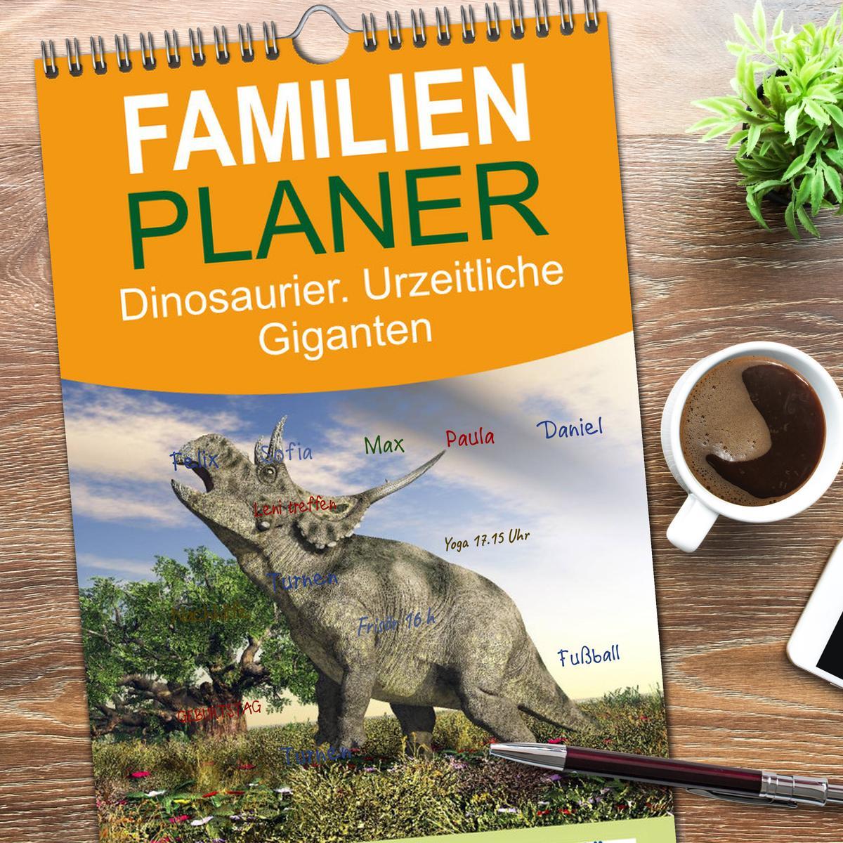 Bild: 9783457111840 | Familienplaner 2025 - Dinosaurier. Urzeitliche Giganten mit 5...