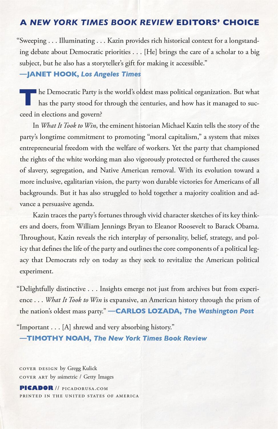Rückseite: 9781250862891 | What It Took to Win: A History of the Democratic Party | Michael Kazin