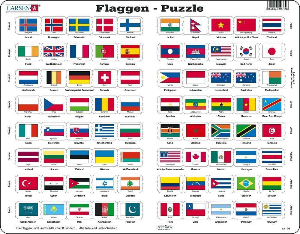 Cover: 7023852100448 | Flaggen (Kinderpuzzle) | Spiel | Deutsch | 2021 | Larsen