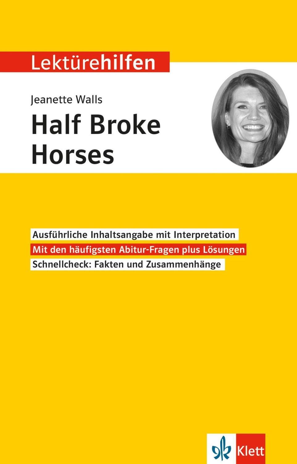 Cover: 9783129231289 | Klett Lektürehilfen Jeannette Walls, Half Broke Horses | Sarah Nowotny