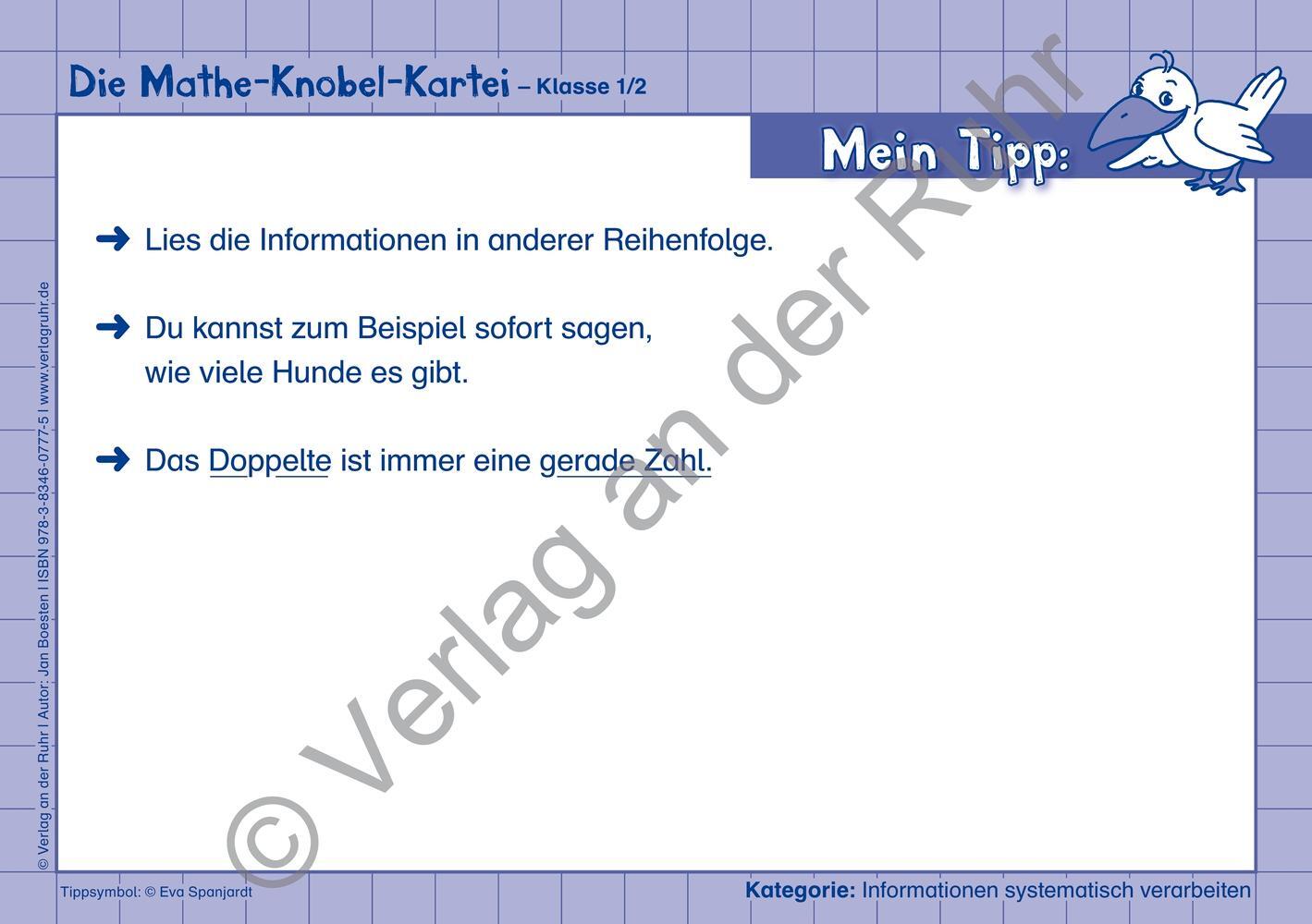 Bild: 9783834607775 | Die Mathe-Knobel-Kartei Klasse 1/2 | Jan Boesten | Taschenbuch | 47 S.