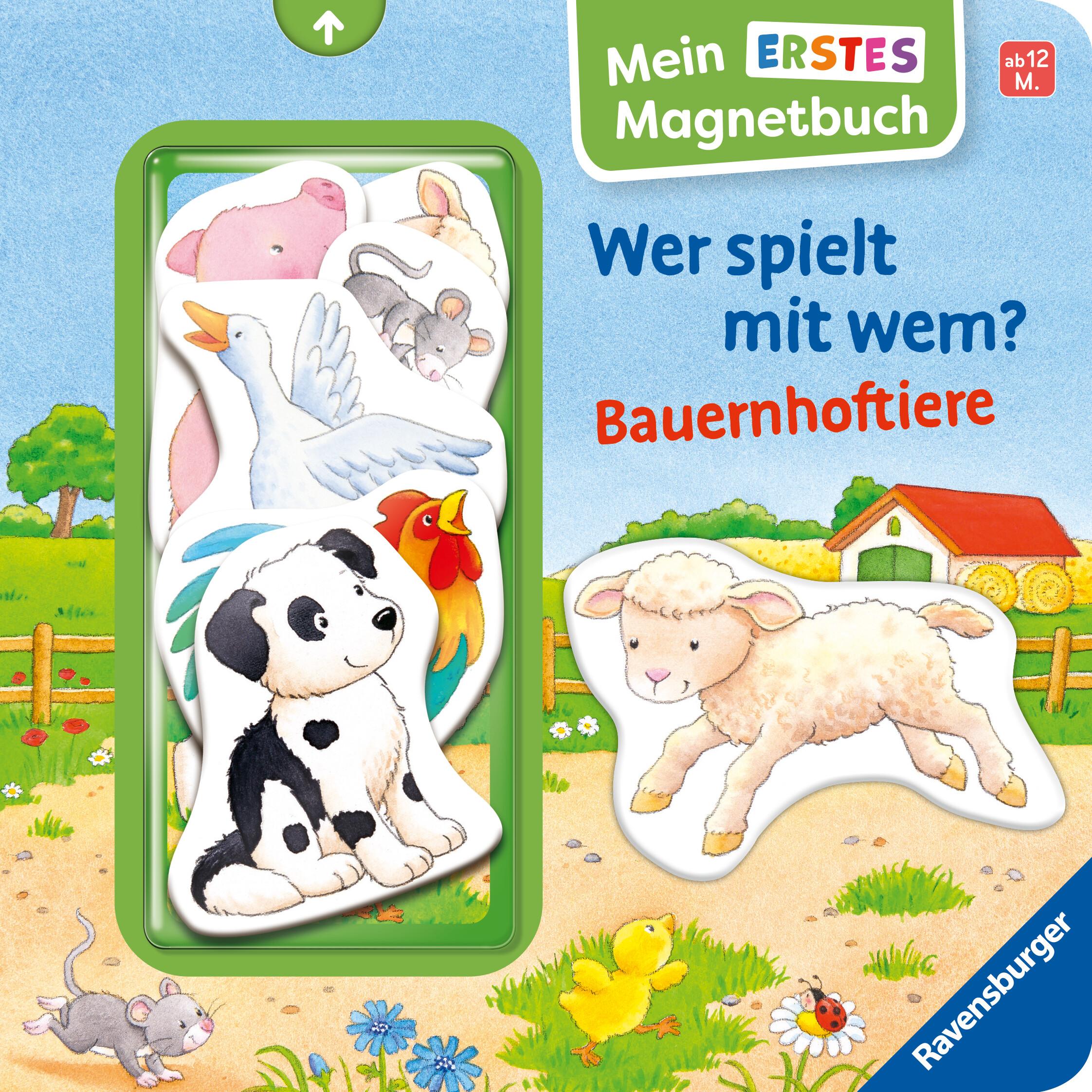 Cover: 9783473421671 | Mein erstes Magnetbuch - Wer spielt mit wem? Bauernhoftiere | Grimm