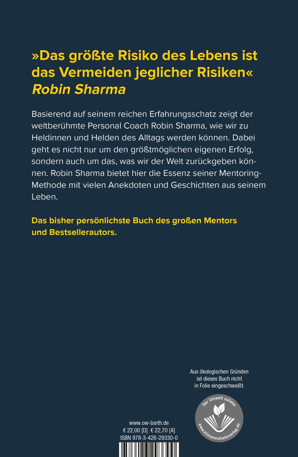 Rückseite: 9783426293300 | Manifest eines Alltagshelden | Robin Sharma | Buch | 416 S. | Deutsch