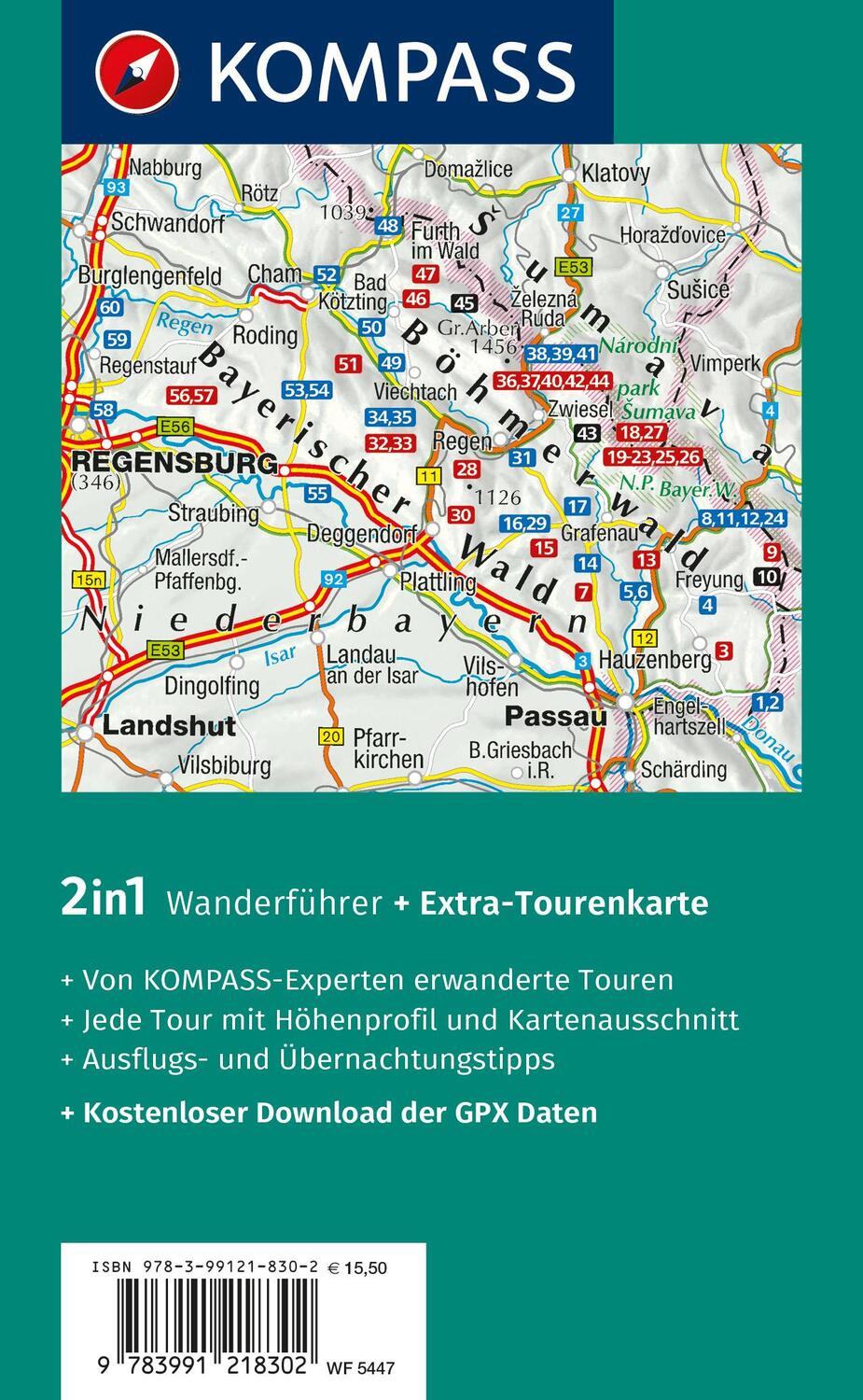 Rückseite: 9783991218302 | KOMPASS Wanderführer Bayerischer Wald, Cham, Bodenmais, Zwiesel,...