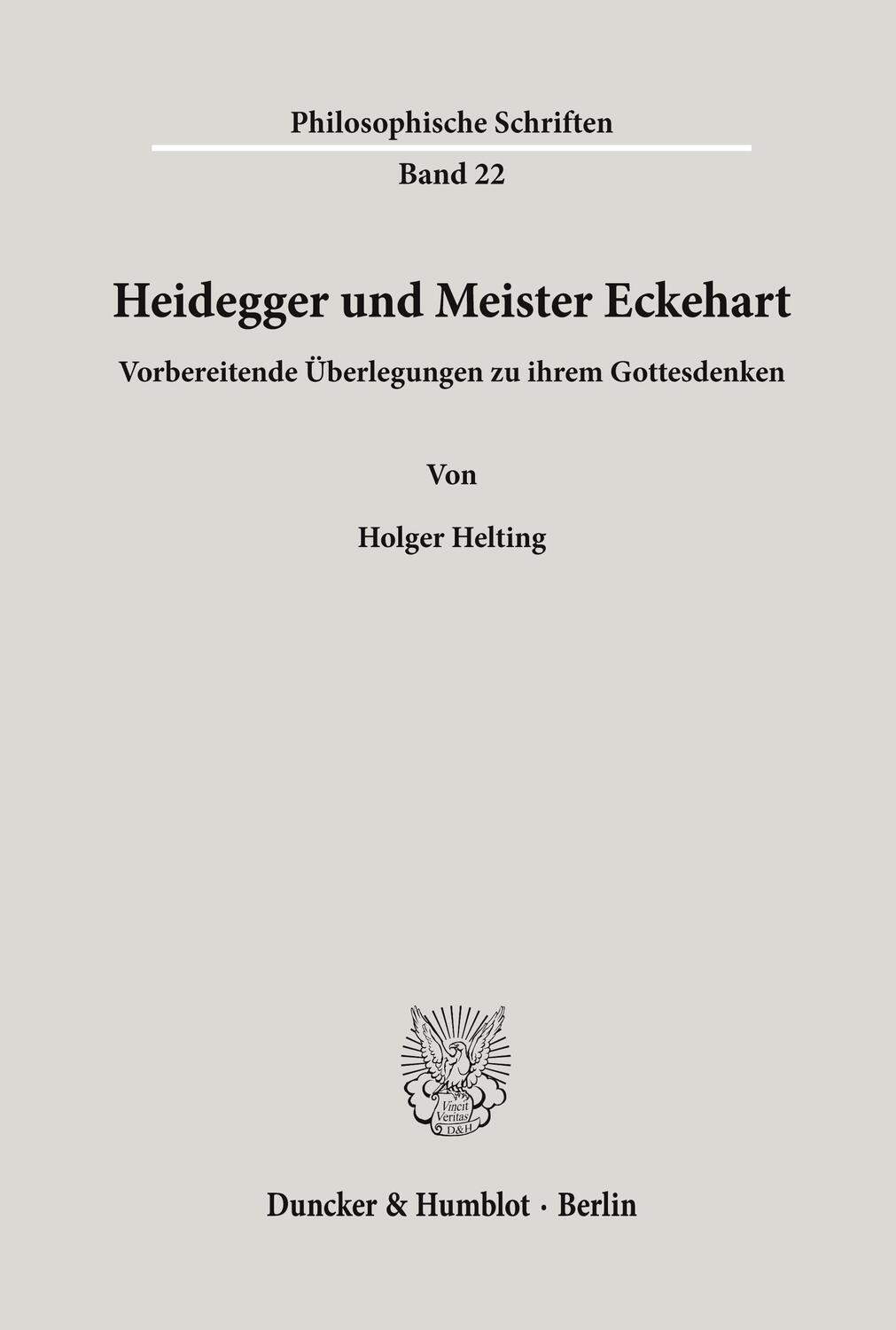Cover: 9783428090822 | Heidegger und Meister Eckehart. | Holger Helting | Taschenbuch | 82 S.