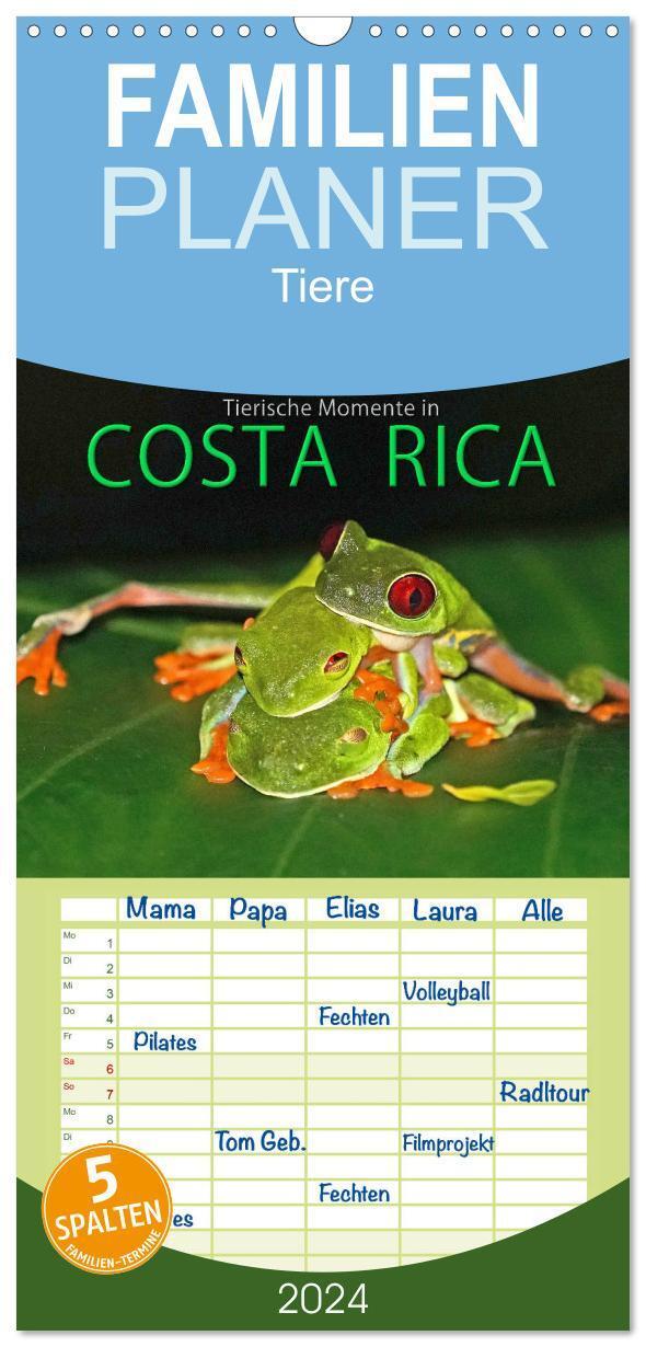 Cover: 9783383014147 | Familienplaner 2024 - COSTA RICA - Tierische Momente mit 5 Spalten...