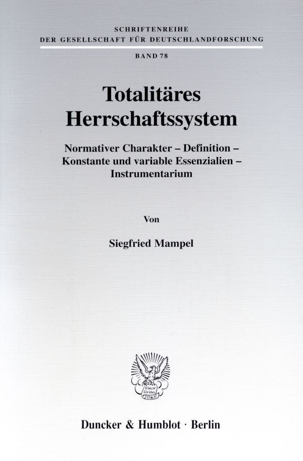Cover: 9783428104000 | Totalitäres Herrschaftssystem. | Siegfried Mampel | Taschenbuch | 2001