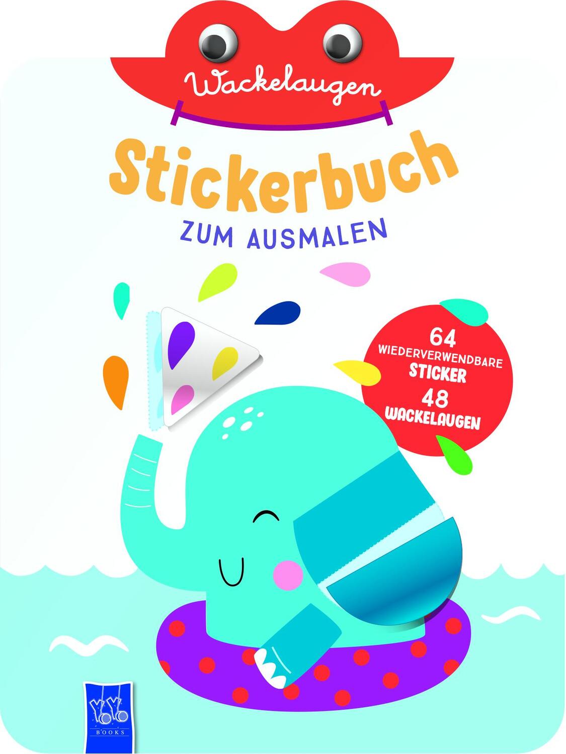 Cover: 9789464545487 | Wackelaugen Stickerbuch zum Ausmalen (Cover Elefant) | Taschenbuch
