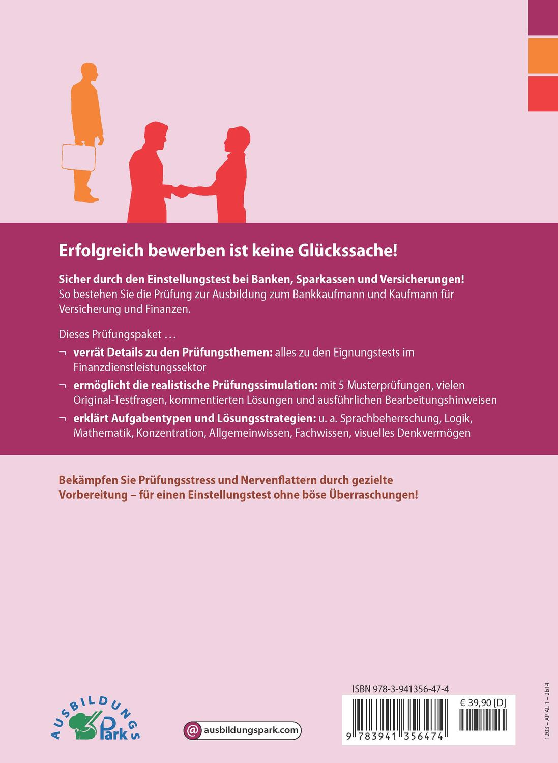 Rückseite: 9783941356474 | Der Einstellungstest / Eignungstest zur Ausbildung zum Bankkaufmann...