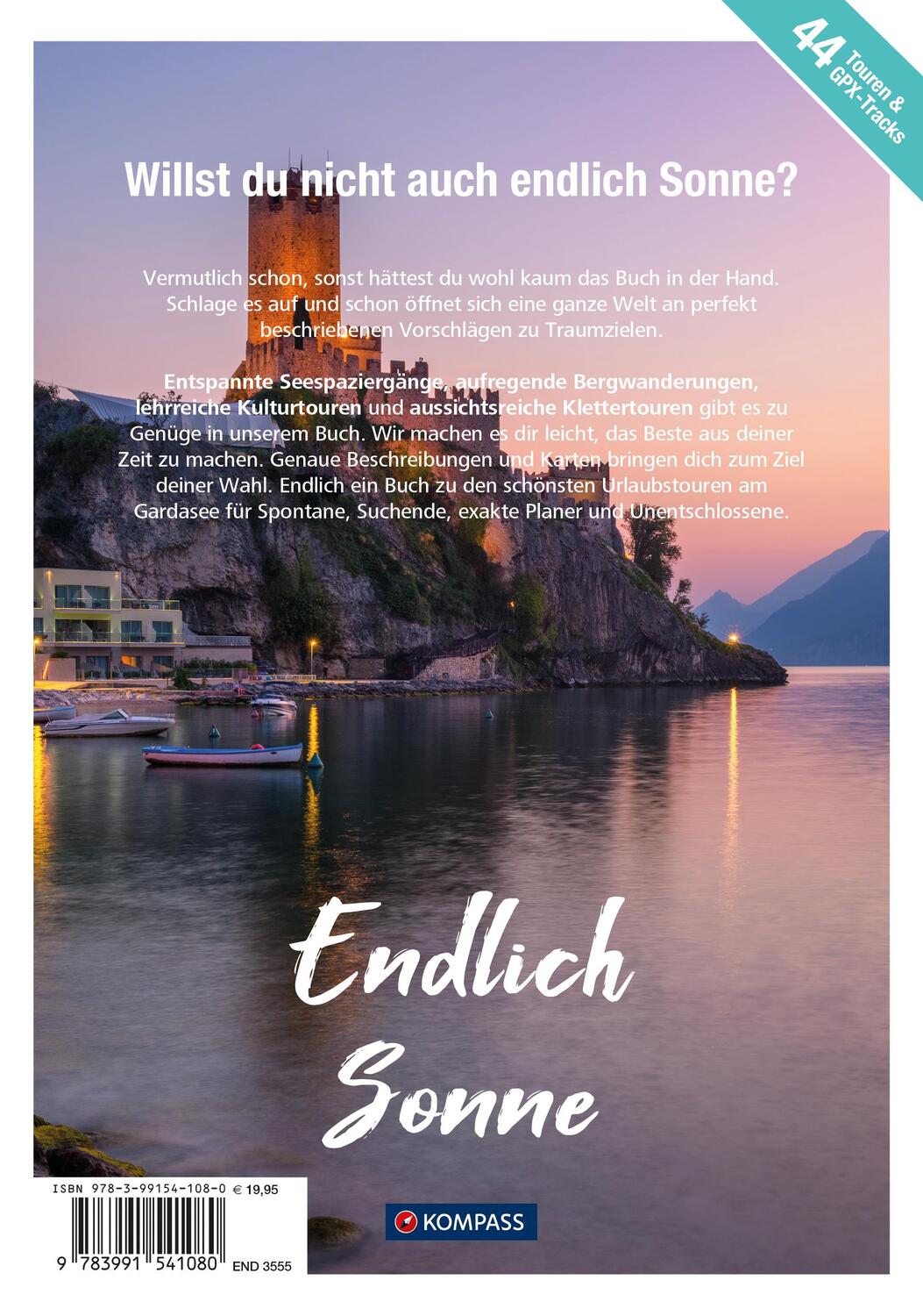 Rückseite: 9783991541080 | KOMPASS Endlich Sonne - Gardasee | 44 Touren für Deinen Urlaub | Buch