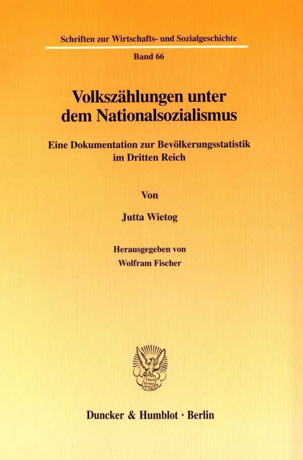 Cover: 9783428103843 | Volkszählungen unter dem Nationalsozialismus. | Jutta Wietog | Buch
