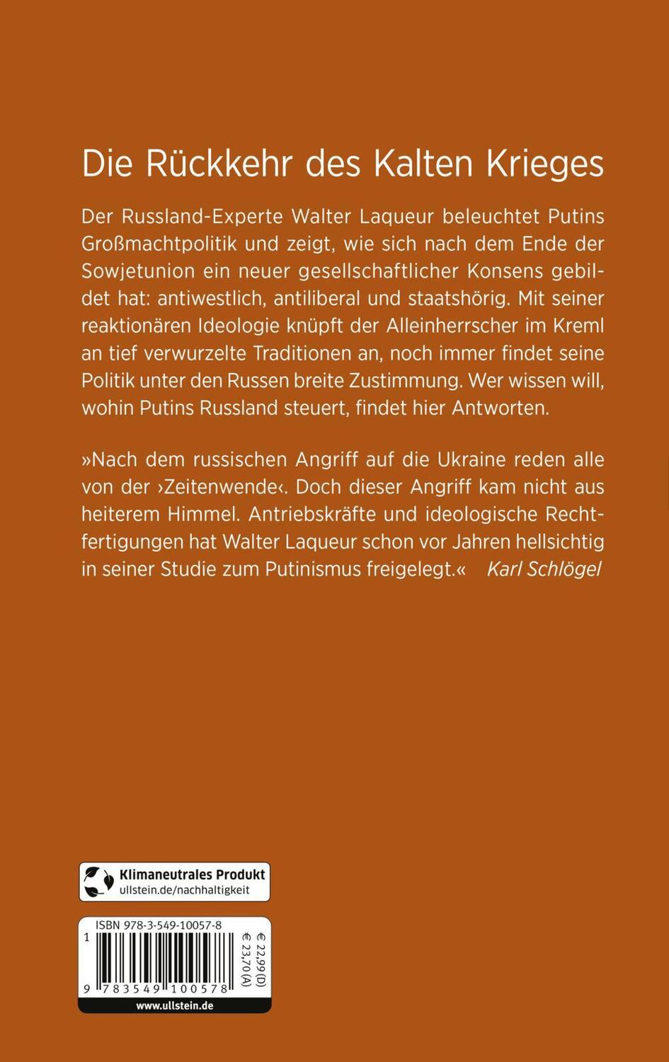 Rückseite: 9783549100578 | Putinismus | Walter Laqueur | Buch | Deutsch | 2022 | Propyläen Verlag