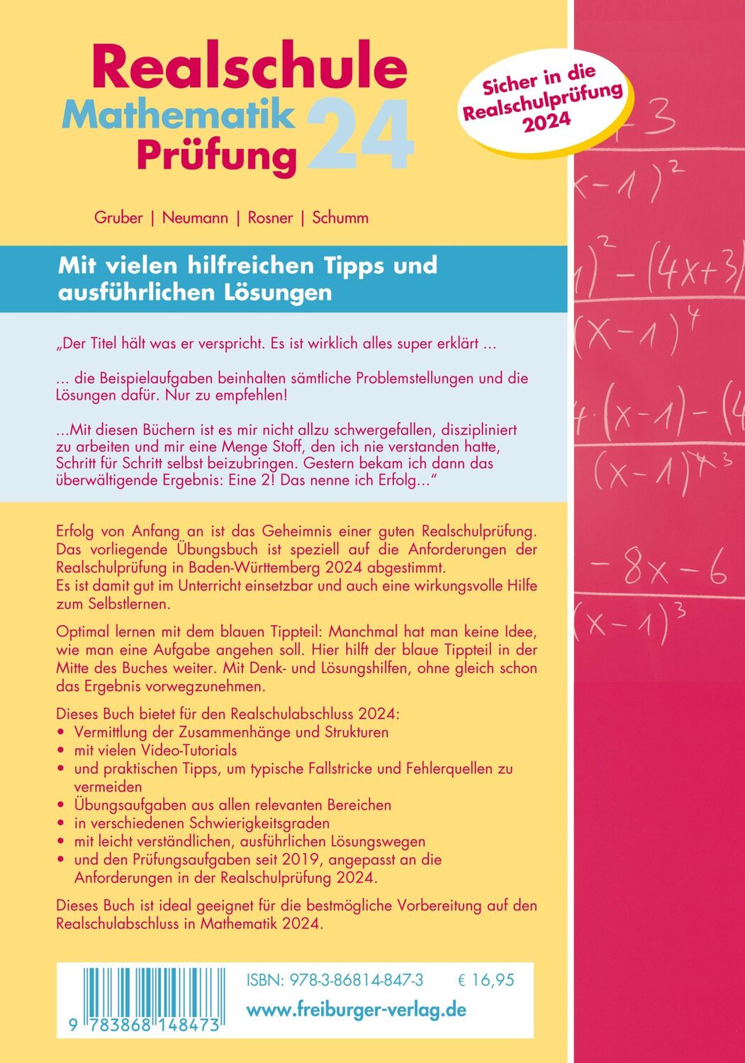 Rückseite: 9783868148473 | Realschule Mathematik-Prüfung 2024 Originalaufgaben Mathe gut...