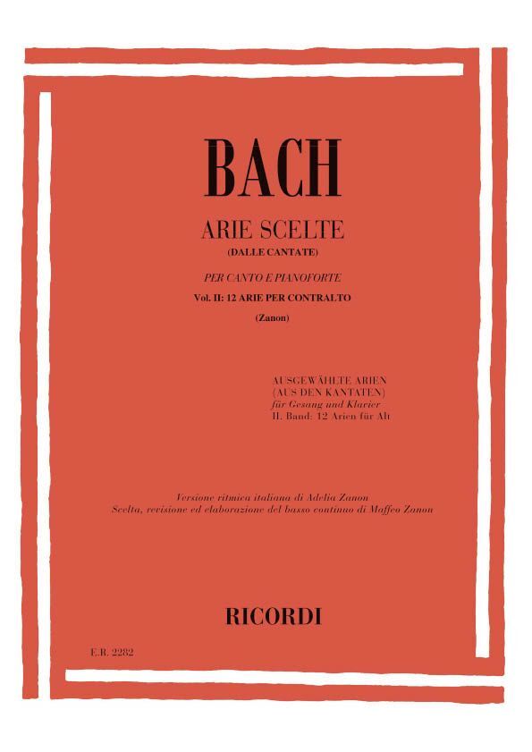 Cover: 9790041822822 | Arie Scelte Dalle Cantate | Johann Sebastian Bach | Partitur | Ricordi