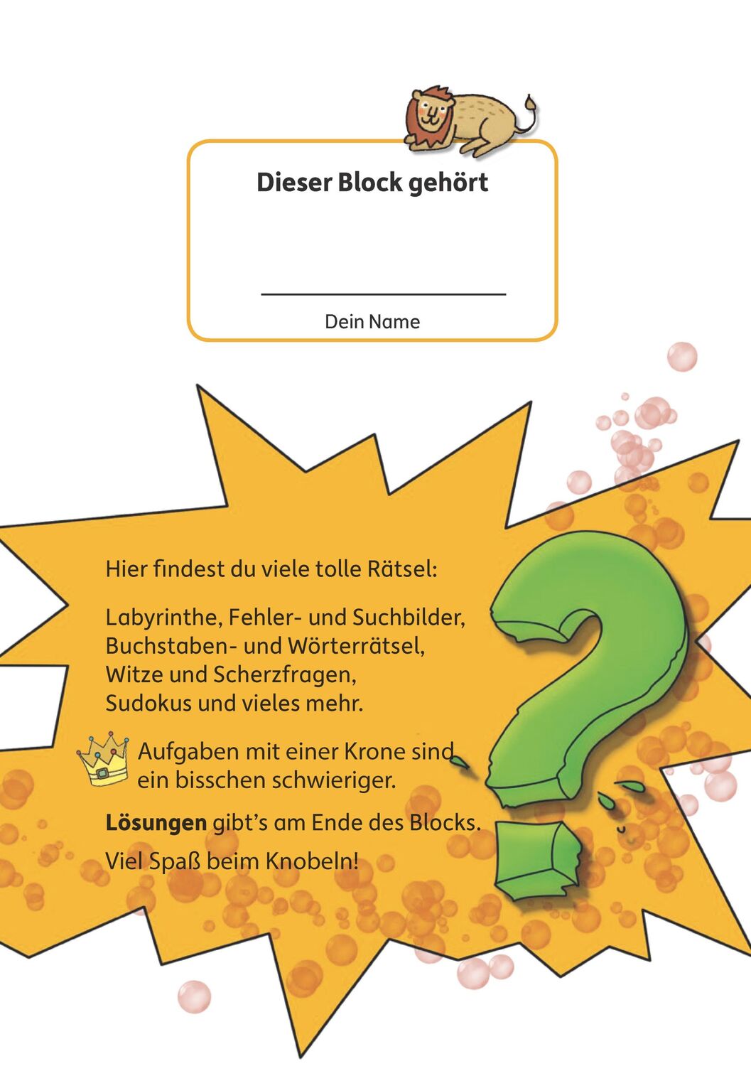 Bild: 9783881006323 | Rätselblock ab 7 Jahre, Band 1, A5-Block | Agnes Spiecker | Buch