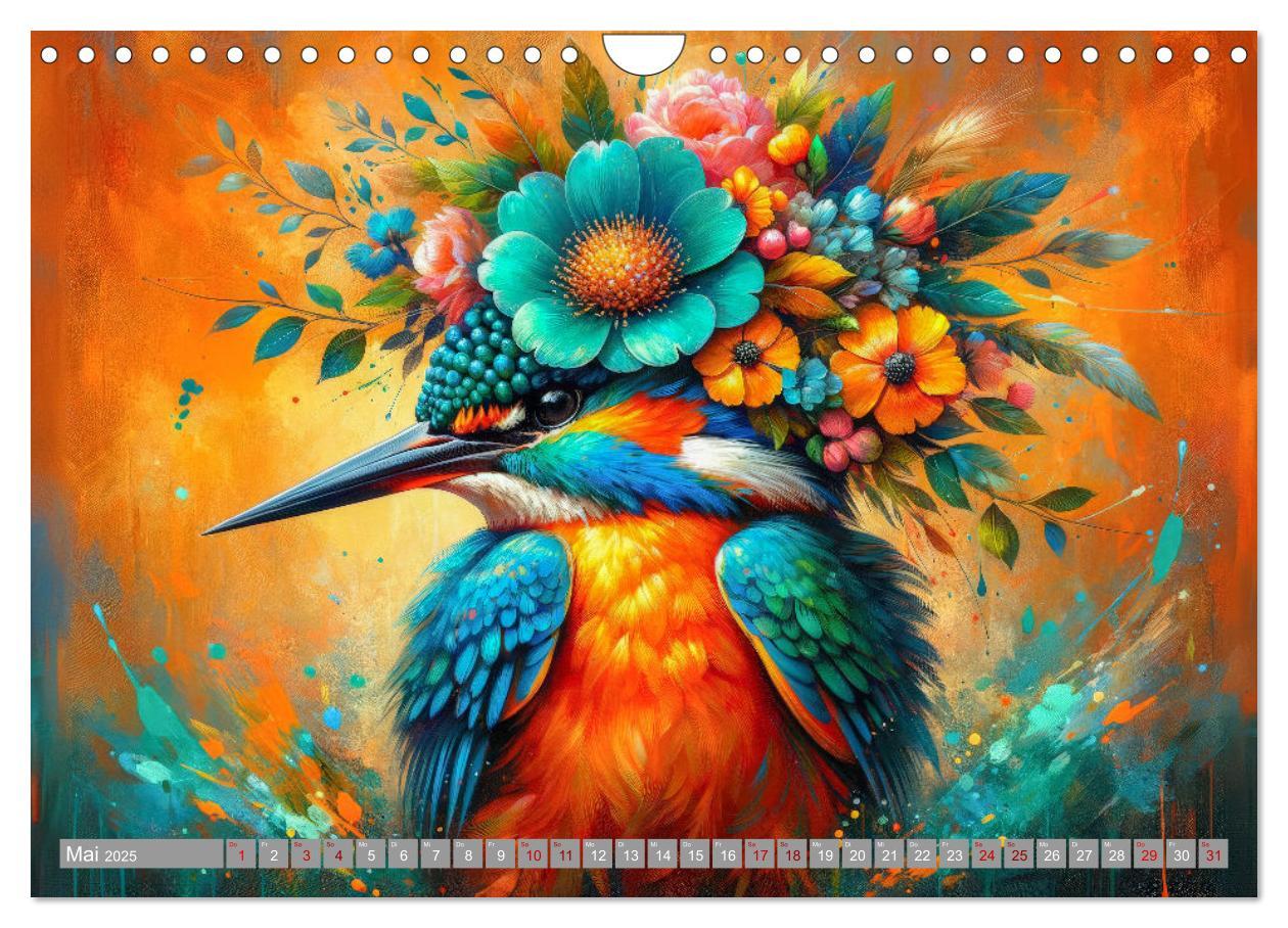 Bild: 9783457138687 | Blumige Vogelporträts (Wandkalender 2025 DIN A4 quer), CALVENDO...