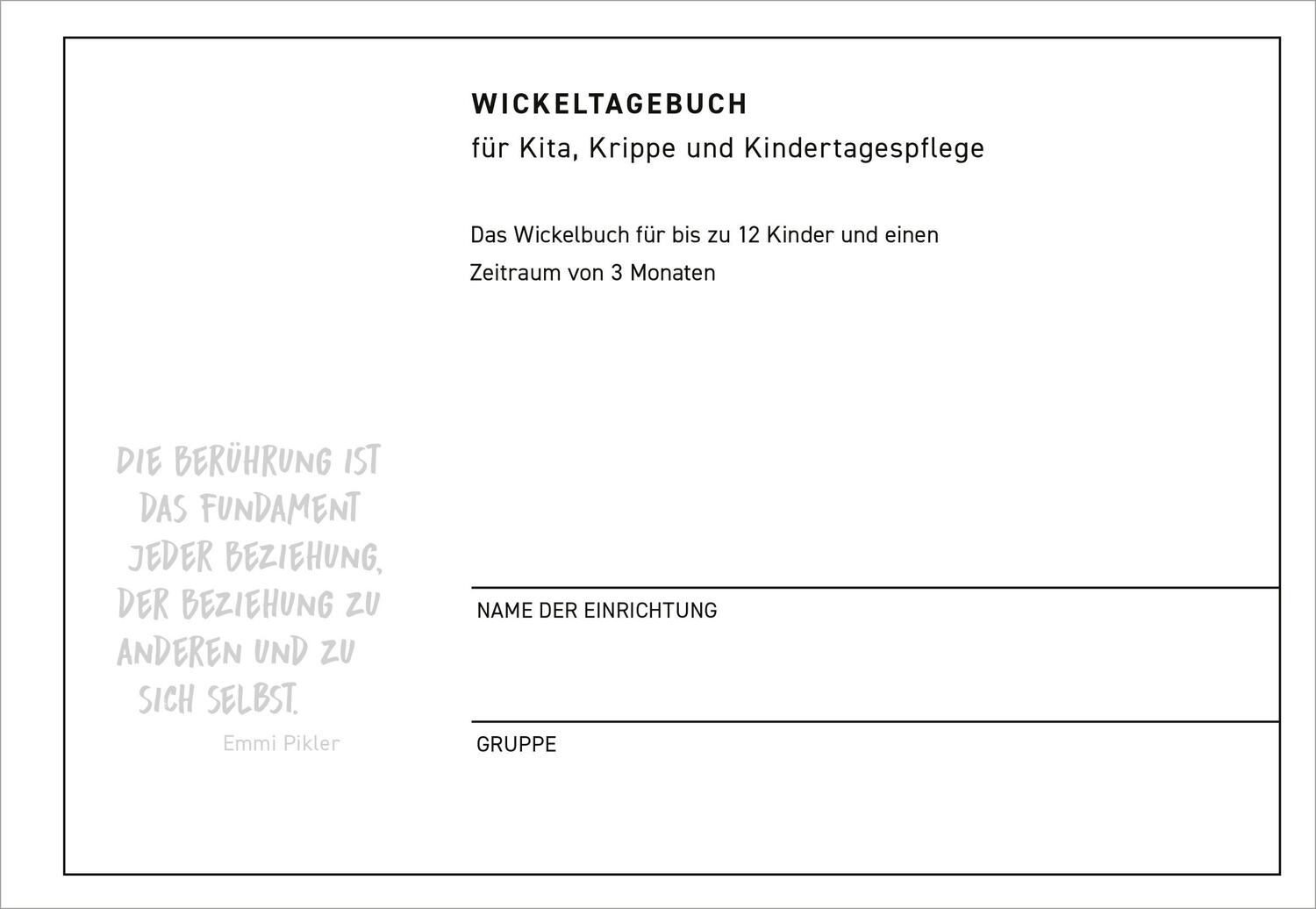 Bild: 9783451386480 | Wickeltagebuch | Kita, Krippe und Kindertagespflege | Herder Pädagogik