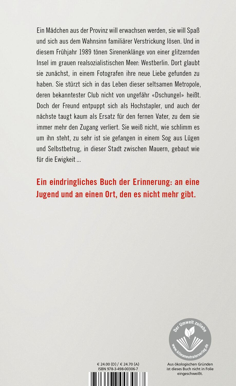 Rückseite: 9783498003067 | Transitmaus | Ein Roman aus den letzten Tagen West-Berlins | Buch