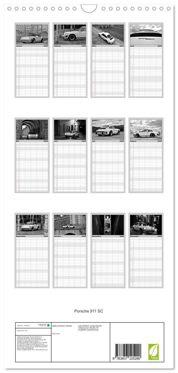 Bild: 9783457105290 | Familienplaner 2025 - Porsche 911 SC mit 5 Spalten (Wandkalender,...