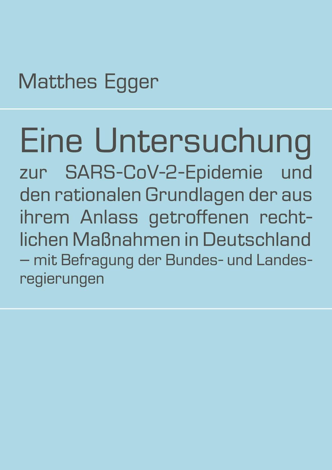 Cover: 9783347319653 | Eine Untersuchung zur SARS-CoV-2-Epidemie und den rationalen...